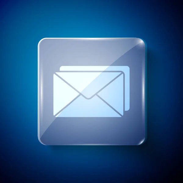 Witte Envelop Pictogram Geïsoleerd Blauwe Achtergrond Mailbericht Letter Symbool Vierkante — Stockvector