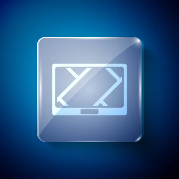 Weißes Gps Gerät Mit Kartensymbol Auf Blauem Hintergrund Quadratische Glasscheiben — Stockvektor