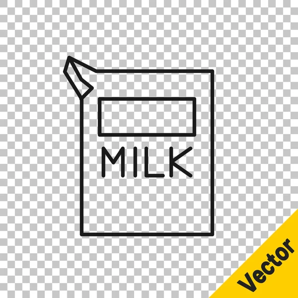 Бумажный Пакет Черной Линии Иконки Молока Изолирован Прозрачном Фоне Вывеска — стоковый вектор