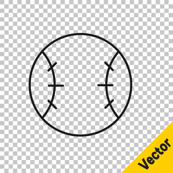 Linha Preta Ícone Bola Beisebol Isolado Fundo Transparente Ilustração Vetorial — Vetor de Stock