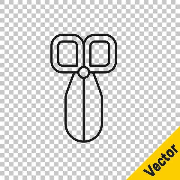 Черная Линия Ножницы Значок Изолирован Прозрачном Фоне Знак Режущего Инструмента — стоковый вектор