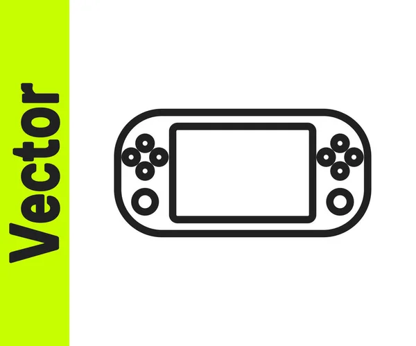 Black Line Portable Videospielkonsole Symbol Isoliert Auf Weißem Hintergrund Gamepad — Stockvektor