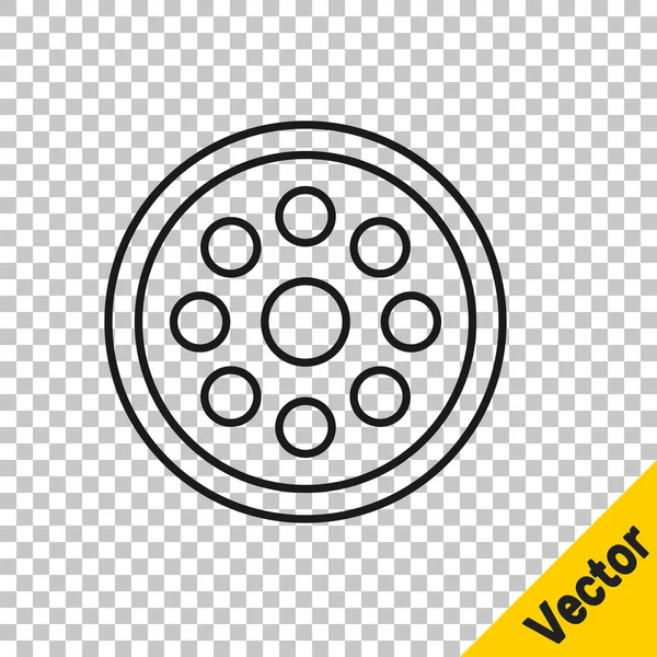 Черная Линия Шитье Кнопки Одежды Значок Изолирован Прозрачном Фоне Кнопка — стоковый вектор