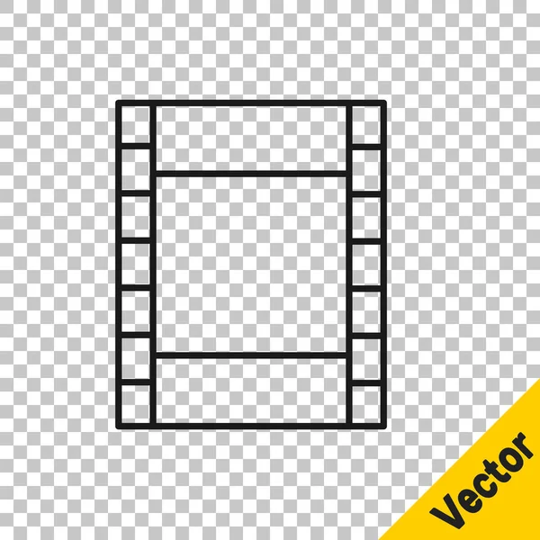 Línea Negra Reproducir Icono Vídeo Aislado Sobre Fondo Transparente Señal — Vector de stock