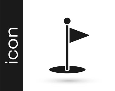 Gri Golf bayrağı simgesi beyaz arkaplanda izole edildi. Golf ekipmanı ya da aksesuar. Vektör İllüstrasyonu.