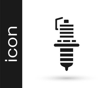 Beyaz arka planda gri araba buji ikonu izole edildi. Araba elektrikli mumu. Vektör İllüstrasyonu.