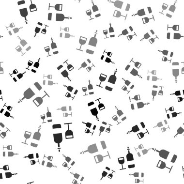 Beyaz zemin üzerinde cam ikon izole edilmiş siyah şarap şişesi. Vektör İllüstrasyonu.