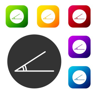 Beyaz arka planda 45 derecelik siyah açı izole edilmiş. Renkli kare düğmelerle simgeleri ayarla. Vektör İllüstrasyonu.