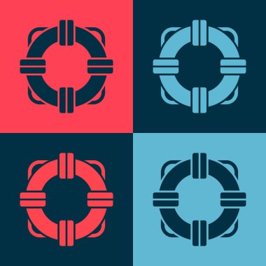 Pop Art Lifebuoy simgesi renk arkaplanında izole edildi. Can simidi sembolü. Vektör İllüstrasyonu.