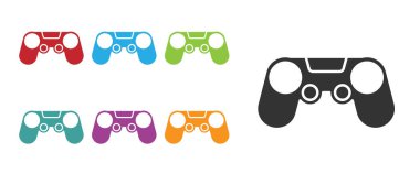 Siyah Oyun Alanı simgesi beyaz arkaplanda izole edildi. Oyun kontrolörü. Simgeleri renklendirin. Vektör İllüstrasyonu.