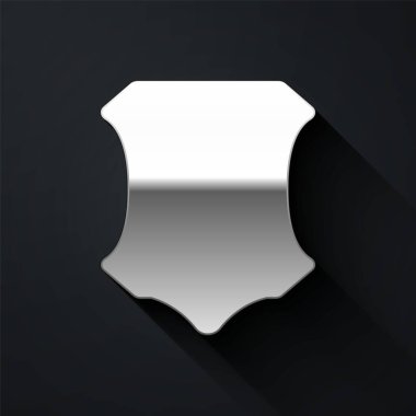 Siyah arkaplanda izole edilmiş gümüş deri ikon. Uzun gölge tarzı. Vektör İllüstrasyonu.