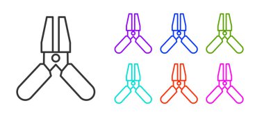 Siyah çizgili araba bataryası güç kablosu ikonu beyaz arka planda izole edildi. Simgeleri renklendirin. Vektör İllüstrasyonu.