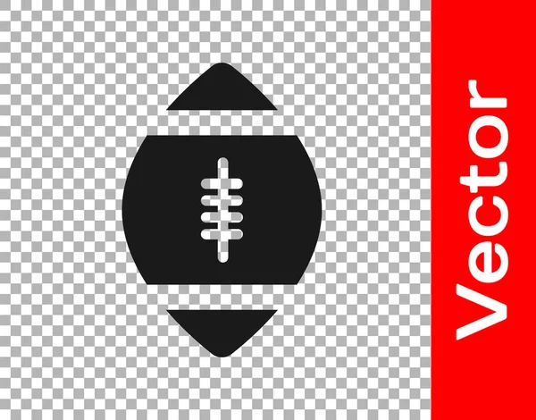 Black American Football Ball Icon Isolated Transparent Background Rugby Ball — Stock Vector