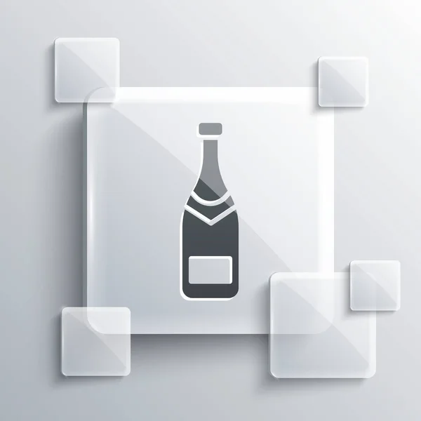 Icona Bottiglia Champagne Grigio Isolato Sfondo Grigio Pannelli Vetro Quadrati — Vettoriale Stock