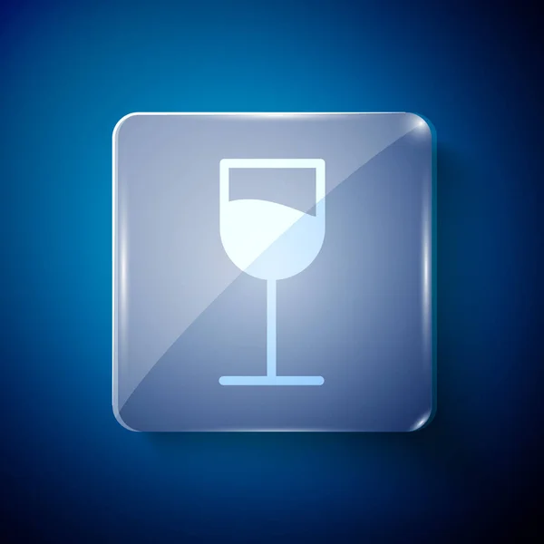 Weißweinglas Symbol Isoliert Auf Blauem Hintergrund Weinglasschild Quadratische Glasscheiben Vektorillustration — Stockvektor