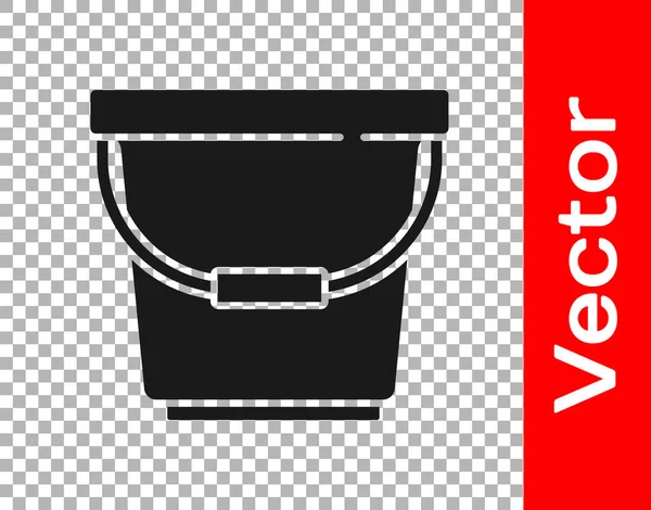Black Bucket Icon Isolated Transparent Background Vector Illustration — Stock Vector