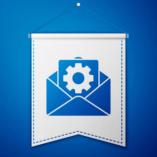 Ikona Nastavení Modré Obálky Izolovaná Modrém Pozadí Bílá Vlajková Šablona — Stockový vektor