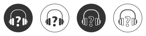 Czarny Słuchawki Ikona Izolowane Białym Tle Obsługa Klienta Infolinia Call — Wektor stockowy