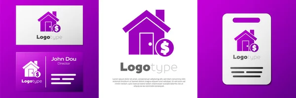 Logotype House Іконою Доларах Ізольованою Білому Тлі Дім Гроші Концепція — стоковий вектор