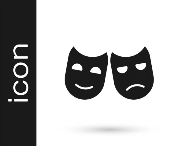 Comedia Gris Tragedia Máscaras Teatrales Icono Aislado Sobre Fondo Blanco — Vector de stock