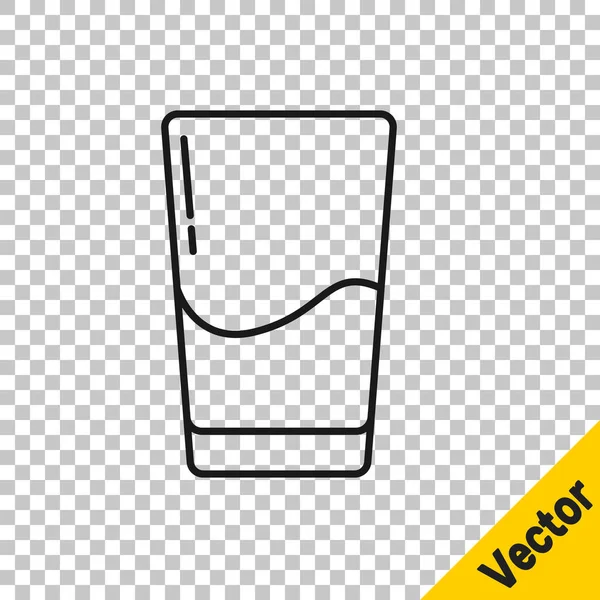 Schwarze Linie Glas Mit Wassersymbol Isoliert Auf Transparentem Hintergrund Sodaglas — Stockvektor