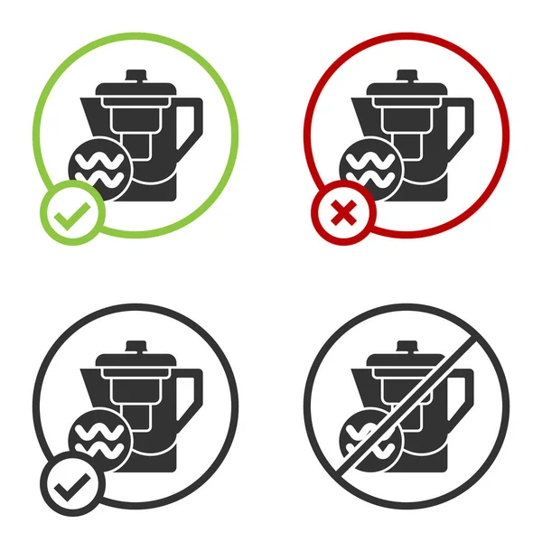 Black Water jug with a filter icon isolated on white background. Circle button. Vector Illustration. — Stock Illustration Black Water Jug Filter Icon Isolated White Background Circle Button Royalty Free Stock Illustrations