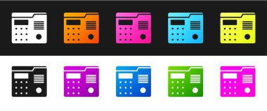 House dahili iletişim sistemi simgesini siyah beyaz arkaplanda izole et. Vektör İllüstrasyonu.