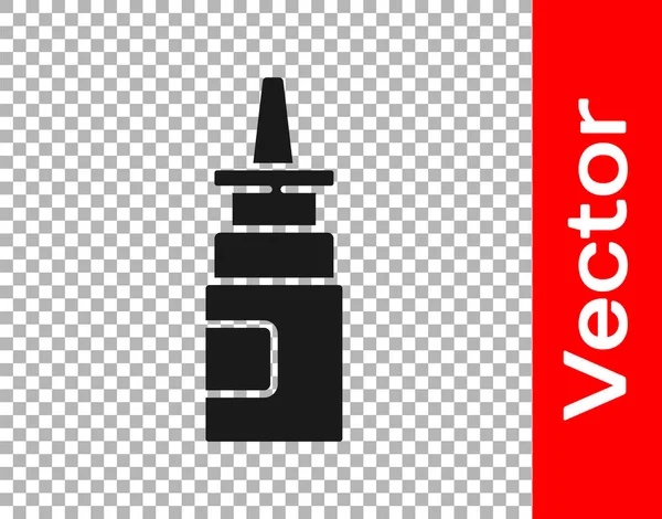 Icono Spray Nasal Black Bottle Aislado Sobre Fondo Transparente Ilustración — Vector de stock