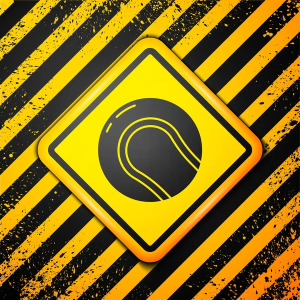 Schwarzes Baseballsymbol Isoliert Auf Gelbem Hintergrund Warnzeichen Vektorillustration — Stockvektor