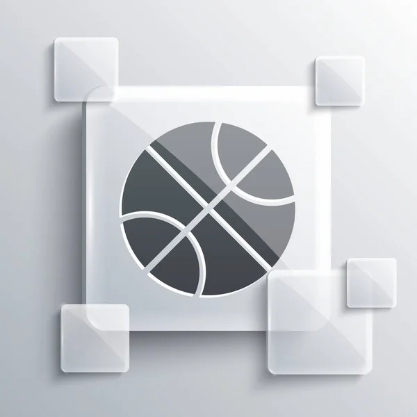 Grijze Basketbal Pictogram Geïsoleerd Grijze Achtergrond Sport Symbool Vierkante Glazen — Stockvector