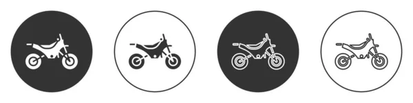 Bicicleta Montaña Negra Icono Aislado Sobre Fondo Blanco Botón Círculo — Vector de stock