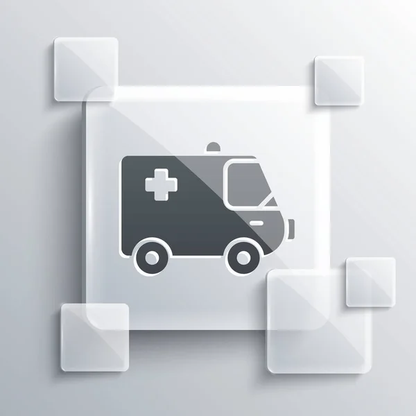 Grey Ambulance Emergency Car Icon Isolated Grey Background Ambulance Vehicle — Stock Vector