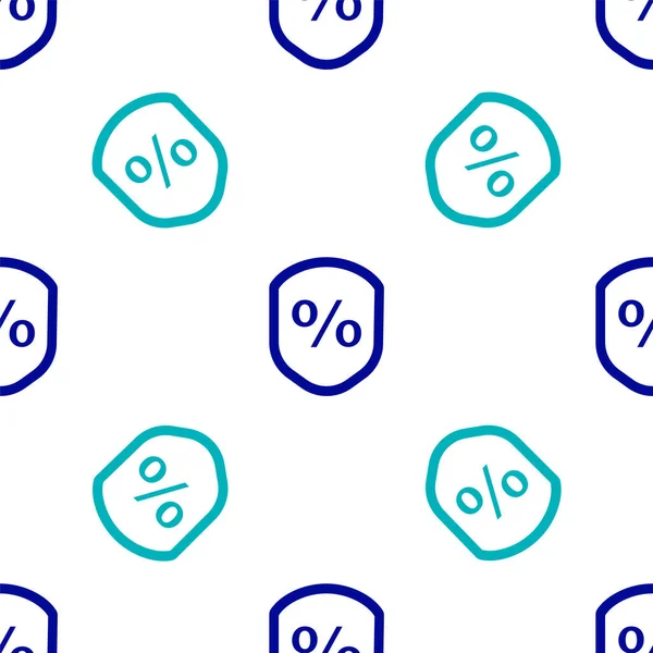 Blaues Leihprozent Symbol Isoliert Nahtloses Muster Auf Weißem Hintergrund Schutzschild — Stockvektor