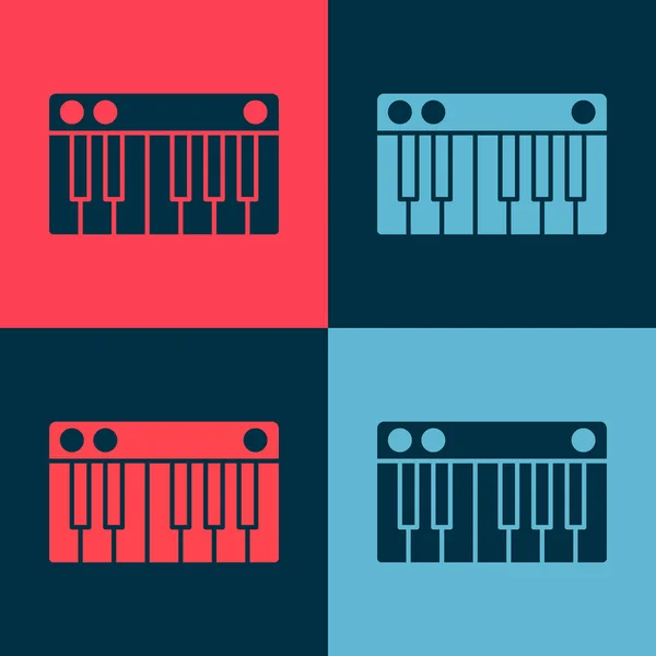 Pop Art Icono Sintetizador Música Aislado Sobre Fondo Color Piano — Vector de stock