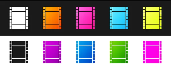 Set Play Video Icon Isolated Black White Background Film Strip — Stock Vector