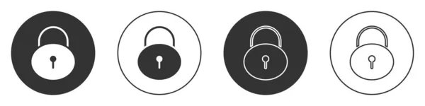 Icono Black Lock Aislado Sobre Fondo Blanco Señal Candado Seguridad — Vector de stock