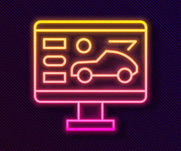 Leuchtende Neon Linie Hardware Diagnose Zustand Des Autos Symbol Isoliert — Stockvektor