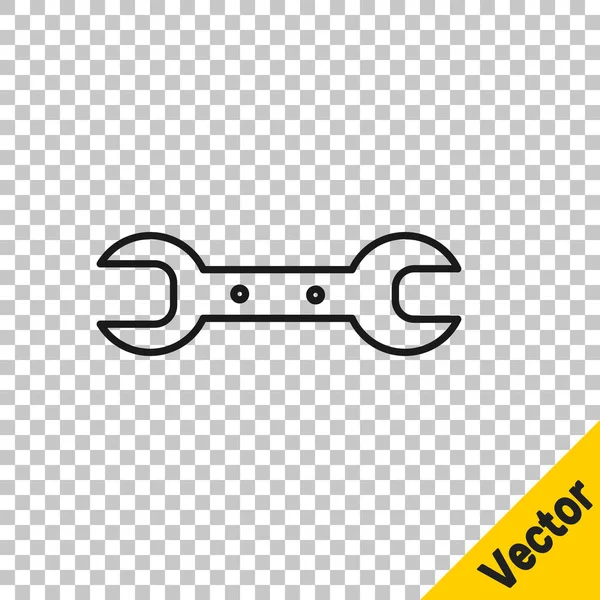 Black Line Wrench Spanner Icon Isolated Transparent Background Vector Illustration — Stock Vector