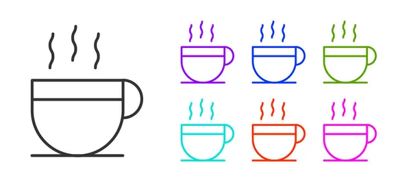 Schwarze Linie Kaffeetasse Symbol Isoliert Auf Weißem Hintergrund Teetasse Vorhanden — Stockvektor