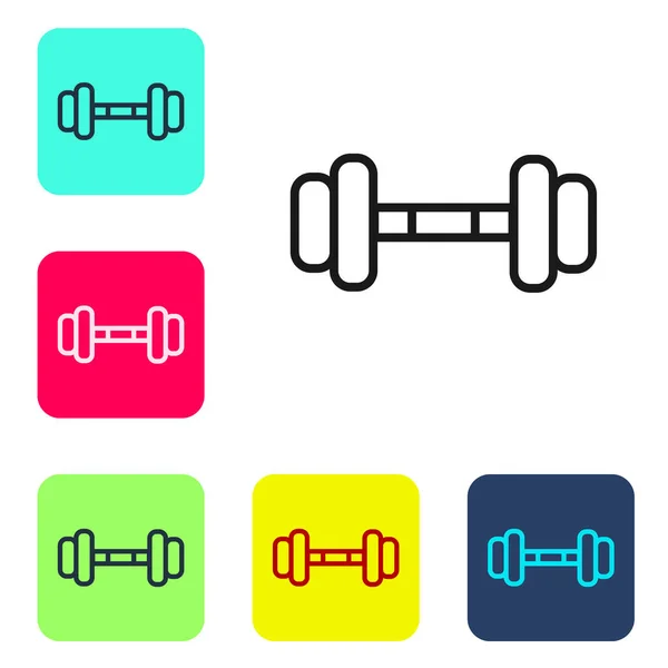 Icono Dumbbell Línea Negra Aislado Sobre Fondo Blanco Icono Levantamiento — Archivo Imágenes Vectoriales