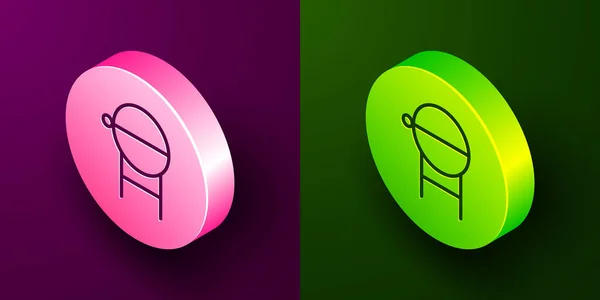 Isometric Line Barbecue Grill Icon Isolated Purple Green Background Bbq — Stock Vector