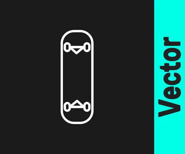 Ligne Blanche Skateboard Trick Icône Isolée Sur Fond Noir Sport — Image vectorielle