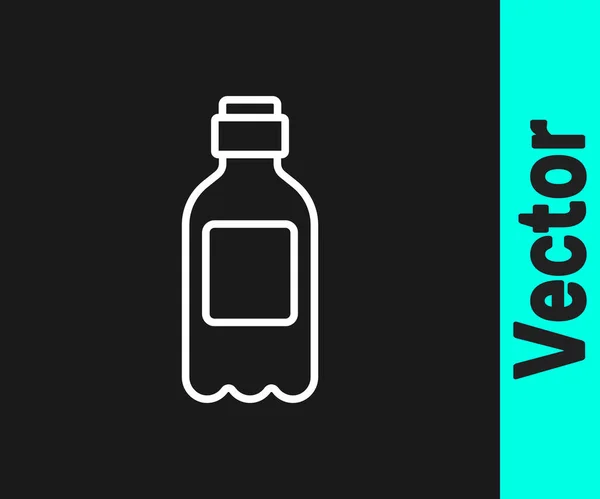 Línea Blanca Icono Botella Agua Aislado Sobre Fondo Negro Signo — Vector de stock