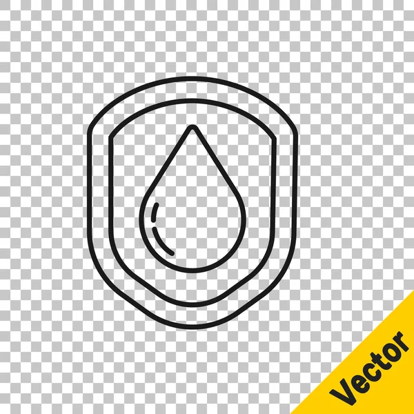 Línea Negra Icono Impermeable Aislado Sobre Fondo Transparente Concepto Protección — Vector de stock