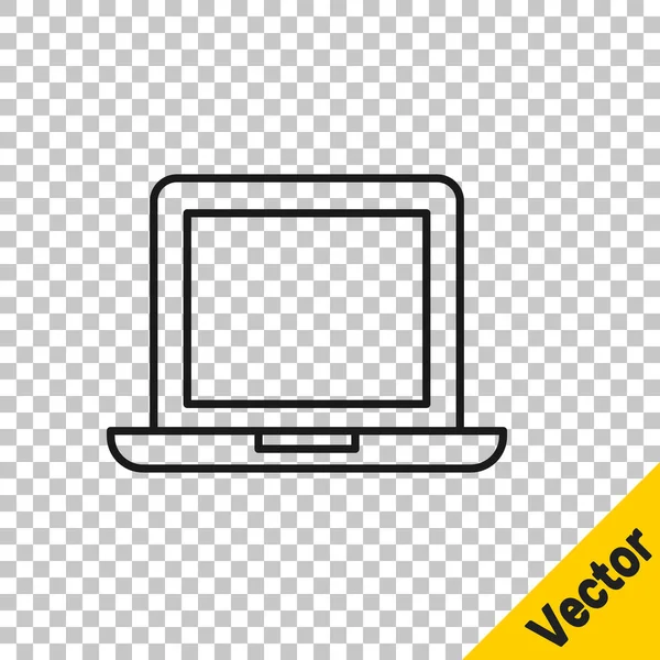 Schwarze Linie Laptop Symbol Isoliert Auf Transparentem Hintergrund Computer Notizbuch — Stockvektor