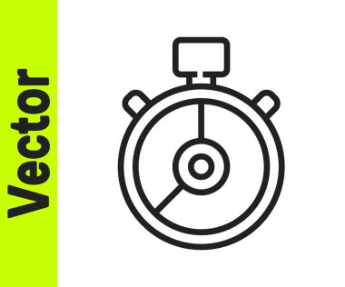 Siyah çizgi Stopwatch simgesi beyaz arkaplanda izole edildi. Zaman göstergesi. Kronometre işareti. Vektör İllüstrasyonu.