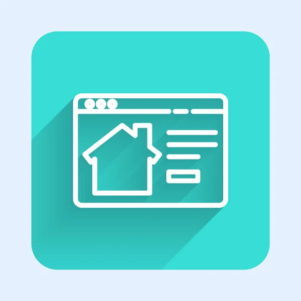 Rumah Real Estate Online Garis Putih Pada Ikon Browser Diisolasi - Stok Vektor