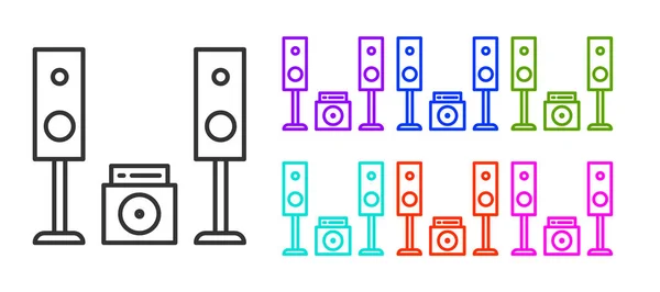 Ligne Noire Home Stéréo Avec Deux Haut Parleurs Icône Isolée — Image vectorielle