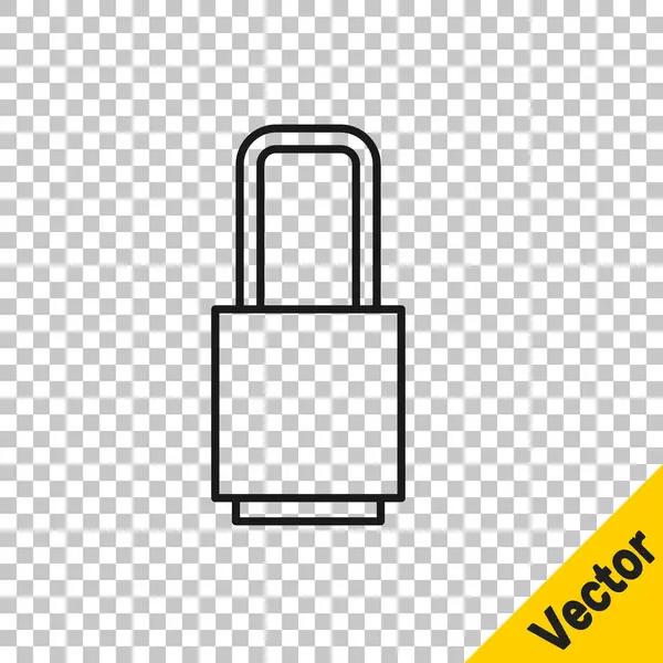 Black Line Lock Icon Isolated Transparent Background Padlock Sign Security — Stock Vector