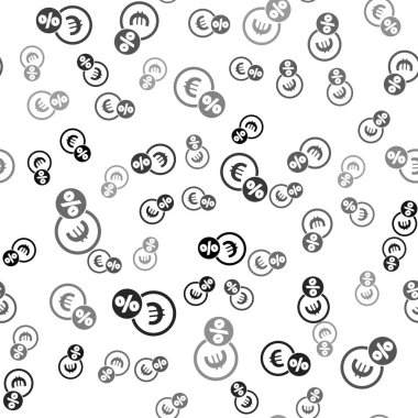 Yüzde ikonlu Kara Para madeni parası beyaz arka planda izole edilmiş pürüzsüz desen. Nakit bankacılık tabelası. Vektör İllüstrasyonu.